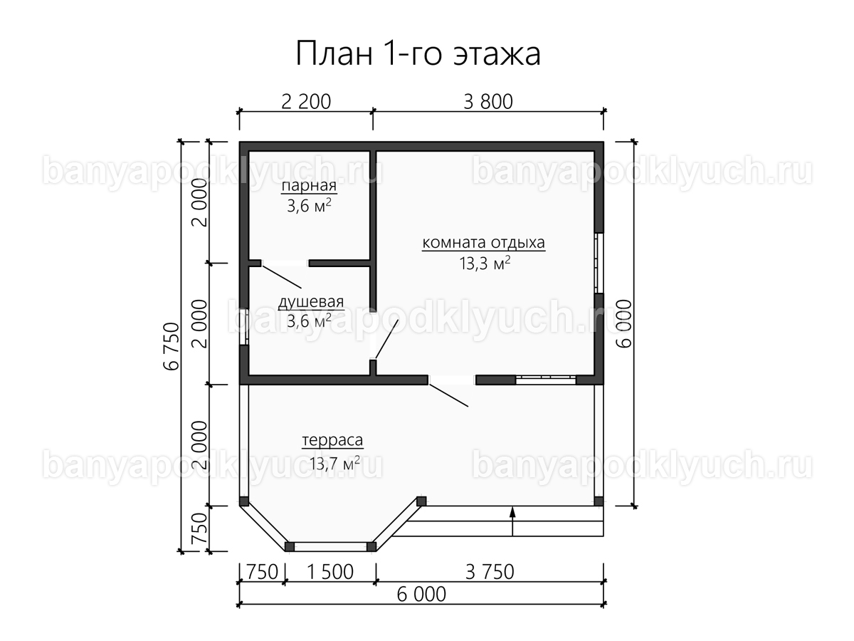 Баня из бруса 6.75x6 м Баня из бруса 6.75x6 м