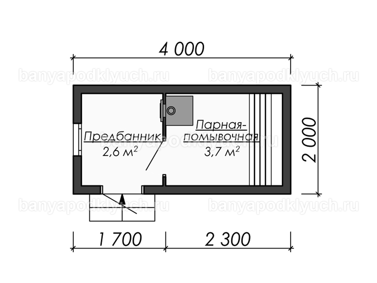 Каркасная баня 4x2 м Каркасная баня 4x2 м