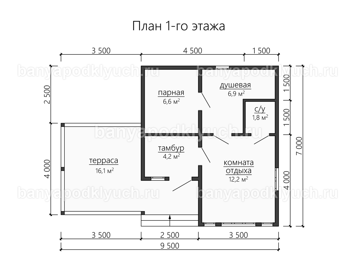 Каркасная баня 9.5x7 м Каркасная баня 9.5x7 м