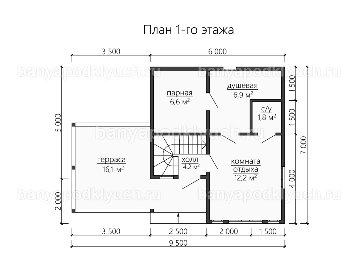 Каркасная баня 9.5x7 м Каркасная баня 9.5x7 м