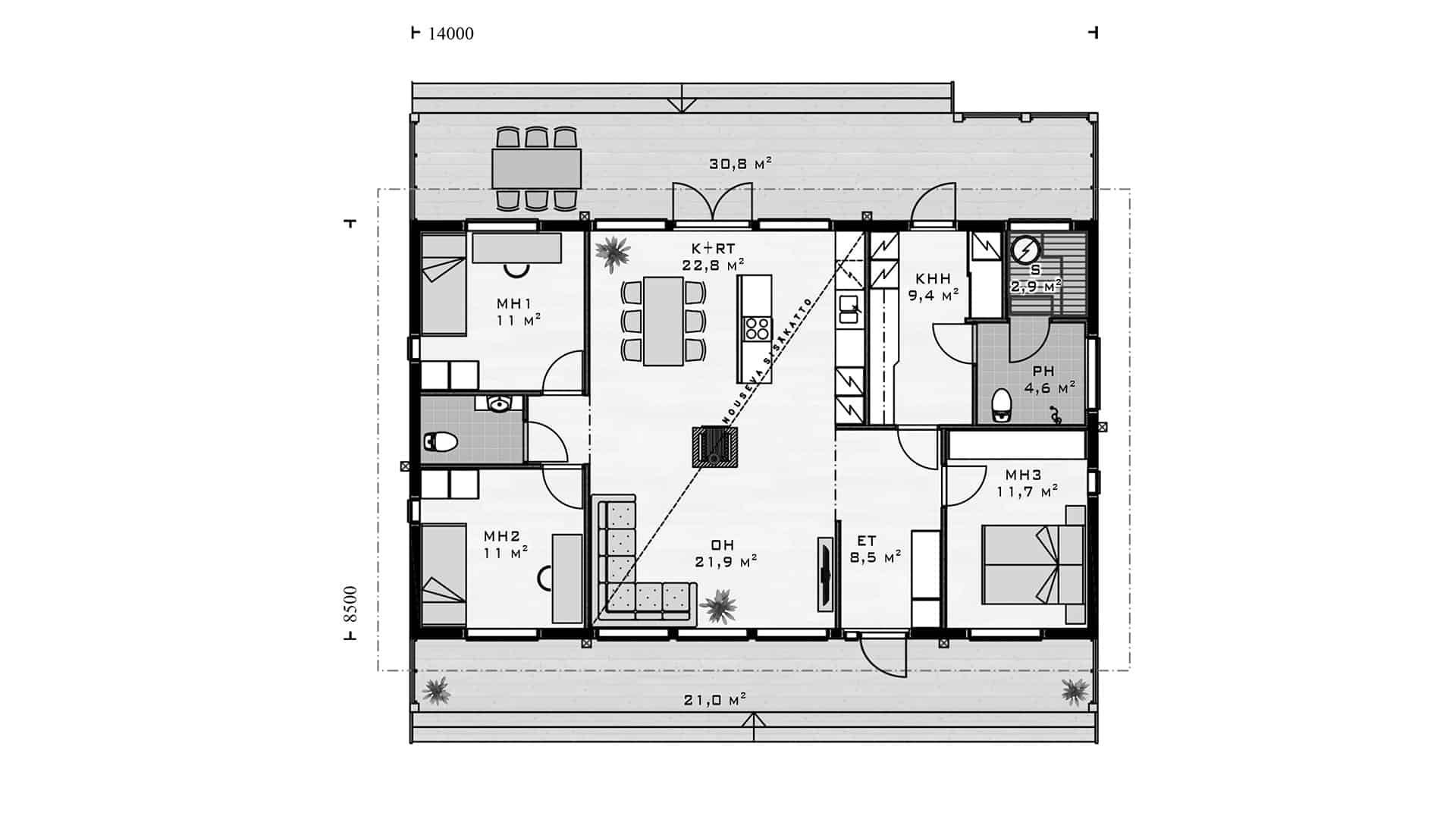 Дом из бруса 14×9 м Дом из бруса 14×9 м